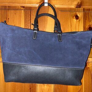 Francesca Suede Leather Navy and Black Tote Brand new with tags